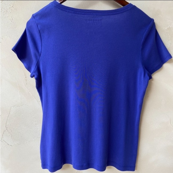 ZENERGY by CHICO’S Women's Short Sleeve Pattern Studded Shirt Purple Sz 1 (M/8) - Picture 4 of 14